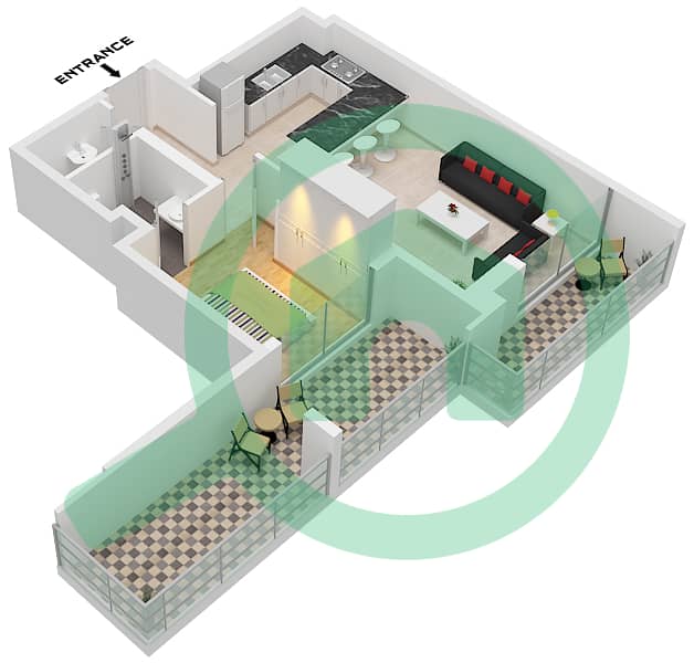 7 Park Central - 1 Bedroom Apartment Type/unit D1 / UNIT D4,D8 FLOOR 15 Floor plan Type D1 Unit D4,D8 Floor 15 interactive3D
