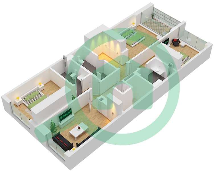 Sunset Valley - 3 Bedroom Townhouse Type DM Floor plan First Floor interactive3D