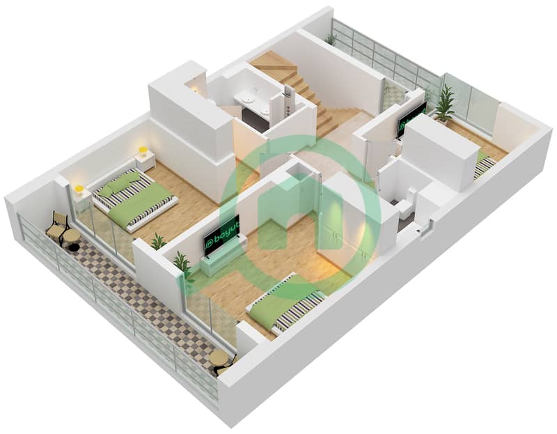 阿拉娜山庄 - 3 卧室联排别墅类型LILAC戶型图 First Floor interactive3D