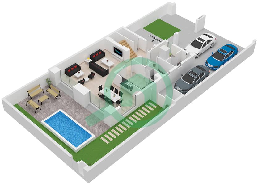 Alana - 3 Bedroom Townhouse Type SIERRA Floor plan Ground Floor interactive3D