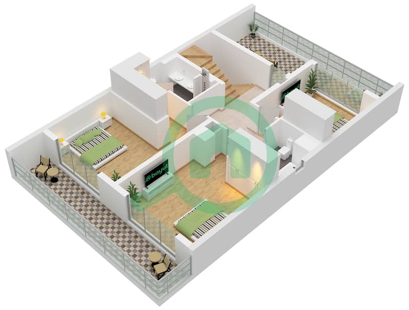 Алана - Таунхаус 3 Cпальни планировка Тип SIERRA First Floor interactive3D