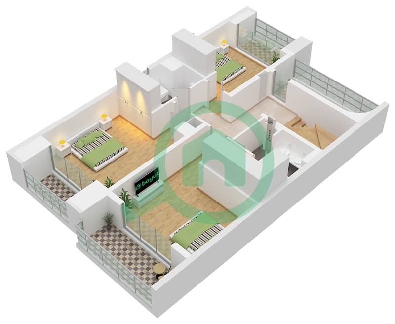 阿拉娜山庄 - 3 卧室联排别墅类型SIERRA MIRRORED戶型图 First Floor interactive3D