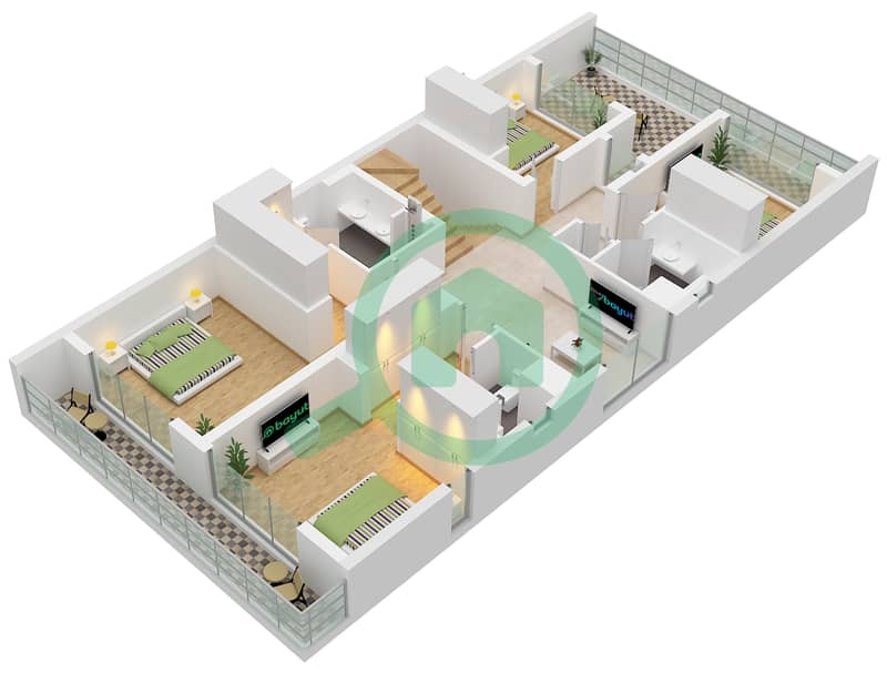 Алана - Таунхаус 5 Cпальни планировка Тип SIERRA First Floor interactive3D