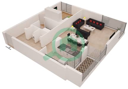 Al Sahab Tower 1 - 1 Bed Apartments Suite 05 / Floor 4-21 Floor plan