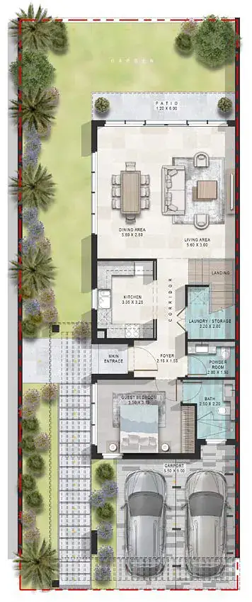 5 BR floor plan