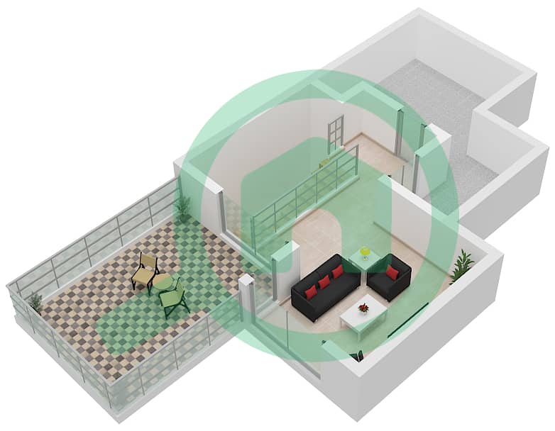 Mudon Al Ranim 7 - 3 Bedroom Townhouse Type/unit 3B2 / UNIT MID Floor plan Type 3B2 Unit Mid Floor Roof Floor interactive3D