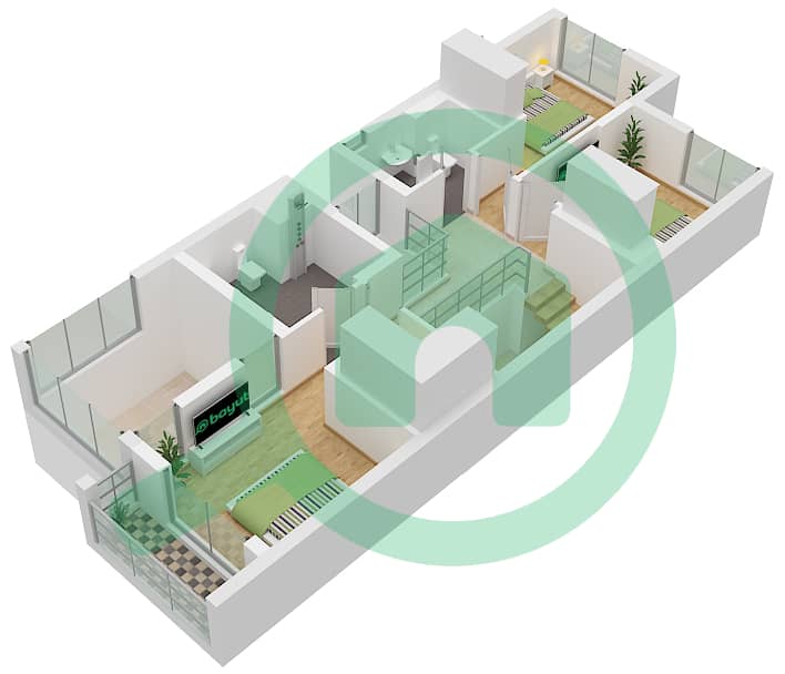 Мудон Аль Раним 7 - Таунхаус 4 Cпальни планировка Тип/мера 4B1(M) / UNIT END Type 4B1(M) Unit End Floor First Floor interactive3D