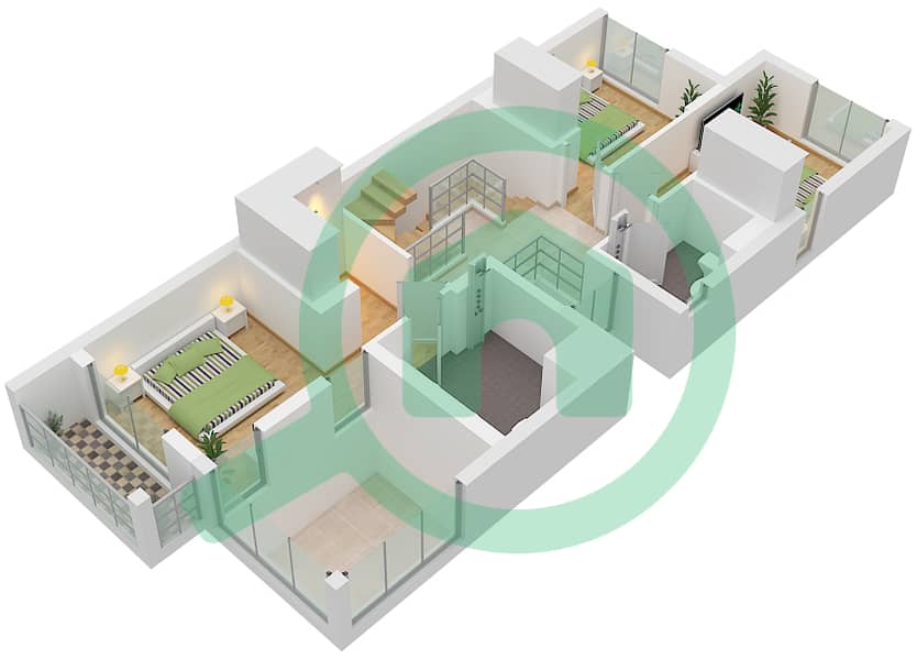 Мудон Аль Раним 7 - Таунхаус 4 Cпальни планировка Тип/мера 4B2 / UNIT END Type 4B2 Unit End Floor First Floor interactive3D