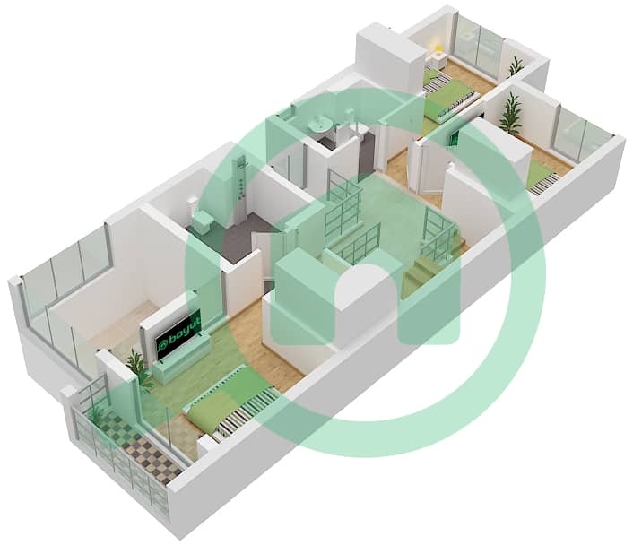 Mudon Al Ranim 7 - 4 Bedroom Townhouse Type/unit 4B2(M) / UNIT END Floor plan Type 4B2(M) Unit End Floor First Floor interactive3D
