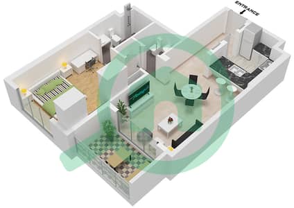 威尔顿露台公寓2号大楼 - 1 卧室公寓类型／单位4 / UNIT A-212 FLOOR 2戶型图