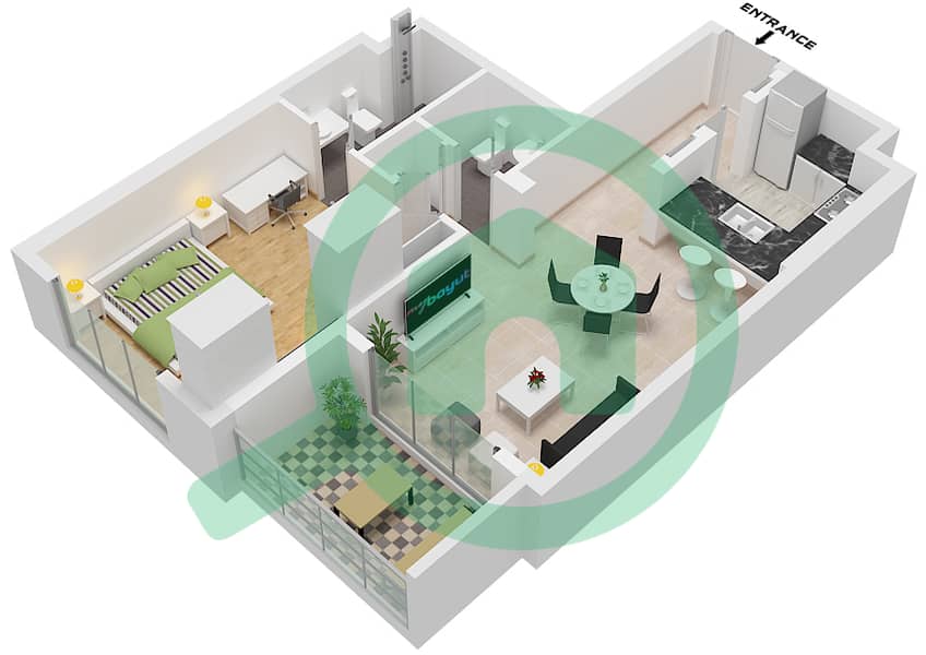 Wilton Terraces 2 - 1 Bedroom Apartment Type/unit 4 / UNIT A-212 FLOOR 2 Floor plan Type 4 Unit A-212, Floor 2 interactive3D
