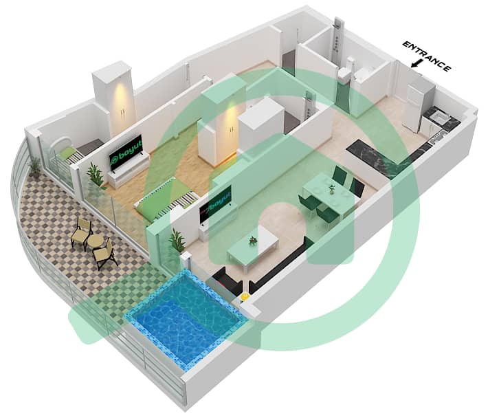 المخططات الطابقية لتصميم الوحدة 5,7 FLOOR 1-4 شقة 1 غرفة نوم - سمانا ميامي 2 "Unit 7 Floor 1
Unit 5 Floor 2-4" interactive3D