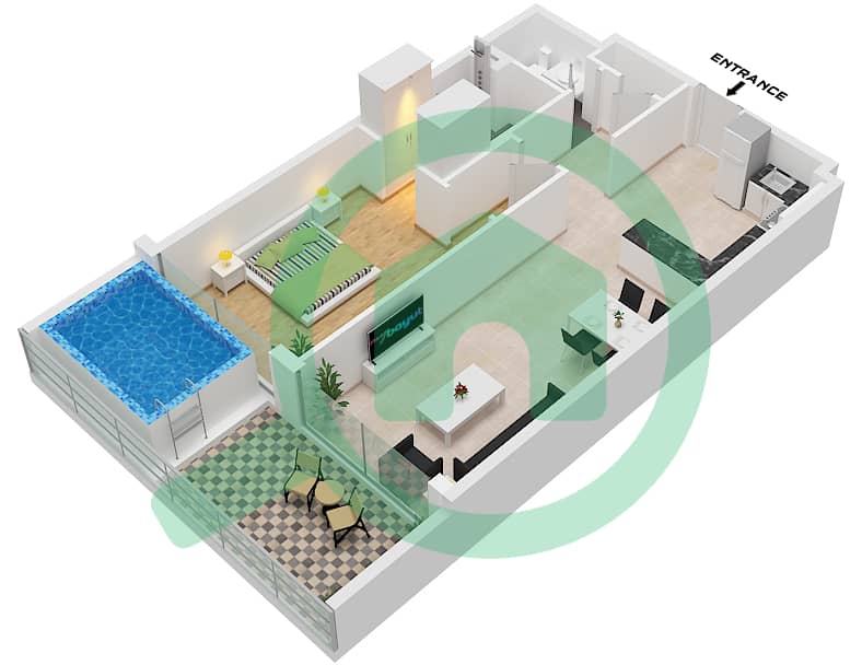 المخططات الطابقية لتصميم الوحدة 2 FLOOR 2-5 شقة 1 غرفة نوم - سمانا ميامي 2 "Unit 2 Floor 2-4
Unit 2 Floor 5" interactive3D
