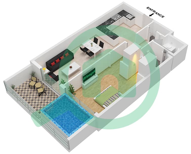 المخططات الطابقية لتصميم الوحدة 3 FLOOR 2-5 شقة 1 غرفة نوم - سمانا ميامي 2 "Unit 3 Floor 2-4
Unit 3 Floor 5" interactive3D