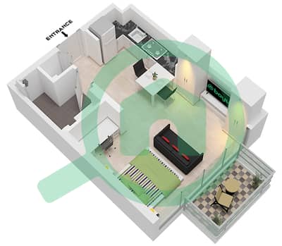 المخططات الطابقية لتصميم النموذج / الوحدة A / UNIT 7,18 FLOOR 1 شقة استوديو - أربور ڤيو