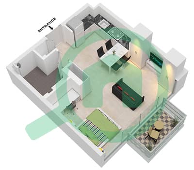المخططات الطابقية لتصميم النموذج / الوحدة B / UNIT 1 FLOOR 1-7 شقة استوديو - أربور ڤيو