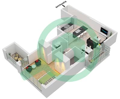 المخططات الطابقية لتصميم النموذج / الوحدة A / UNIT 8,17 FLOOR 1 شقة 1 غرفة نوم - أربور ڤيو
