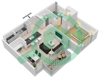 المخططات الطابقية لتصميم النموذج / الوحدة B/UNIT 6,11,13,14 FLOOR 1 شقة 1 غرفة نوم - أربور ڤيو