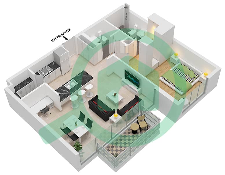 Arbor View - 1 卧室公寓类型／单位B/UNIT 6,11,13,14 FLOOR 1戶型图 Type B Unit 6,11,13,14,16,19 Floor 1
Unit 8,11,14,16,17,19,20,23 Floor 2-7 interactive3D