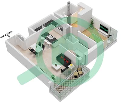 المخططات الطابقية لتصميم النموذج / الوحدة C / UNIT 5 FLOOR 1 شقة 1 غرفة نوم - أربور ڤيو