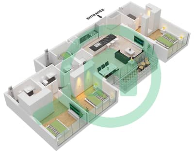 المخططات الطابقية لتصميم النموذج / الوحدة B / UNIT 5 FLOOR 1-7 شقة 3 غرف نوم - أربور ڤيو