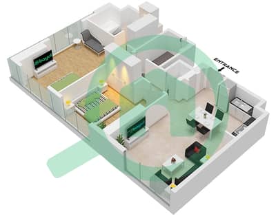 المخططات الطابقية لتصميم النموذج / الوحدة 7A/UNIT 3 FLOOR 39 شقة 2 غرفة نوم - آكت تو