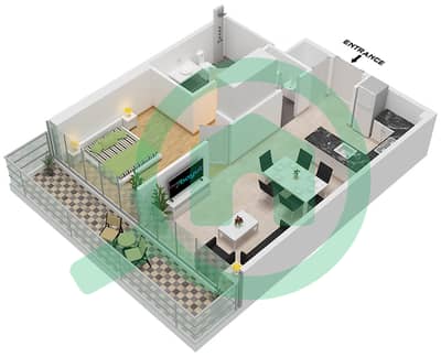 海洋之家大厦 - 1 卧室公寓类型1BR戶型图