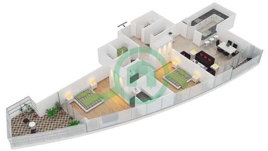 Bayside Residence - 2 Bed Apartments Type 3 condominium Floor plan