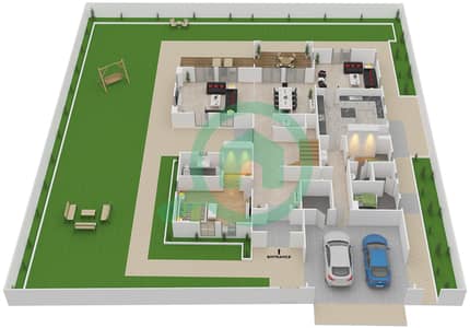 المخططات الطابقية لتصميم النموذج 1B فیلا 5 غرف نوم - حدائق بلووم