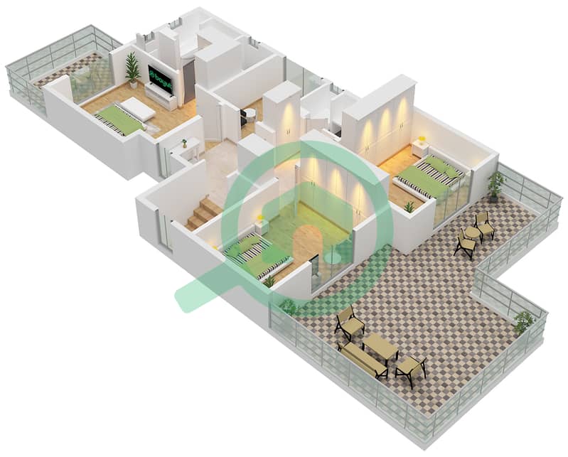 المخططات الطابقية لتصميم النموذج 5 فیلا 3 غرف نوم - السهول 9 Type 5 Floor First interactive3D