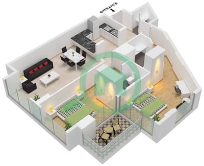 Viridis Tower A - 2 Bedroom Apartment Type/unit 1 / UNIT 1 FLOOR 2-14 Floor plan