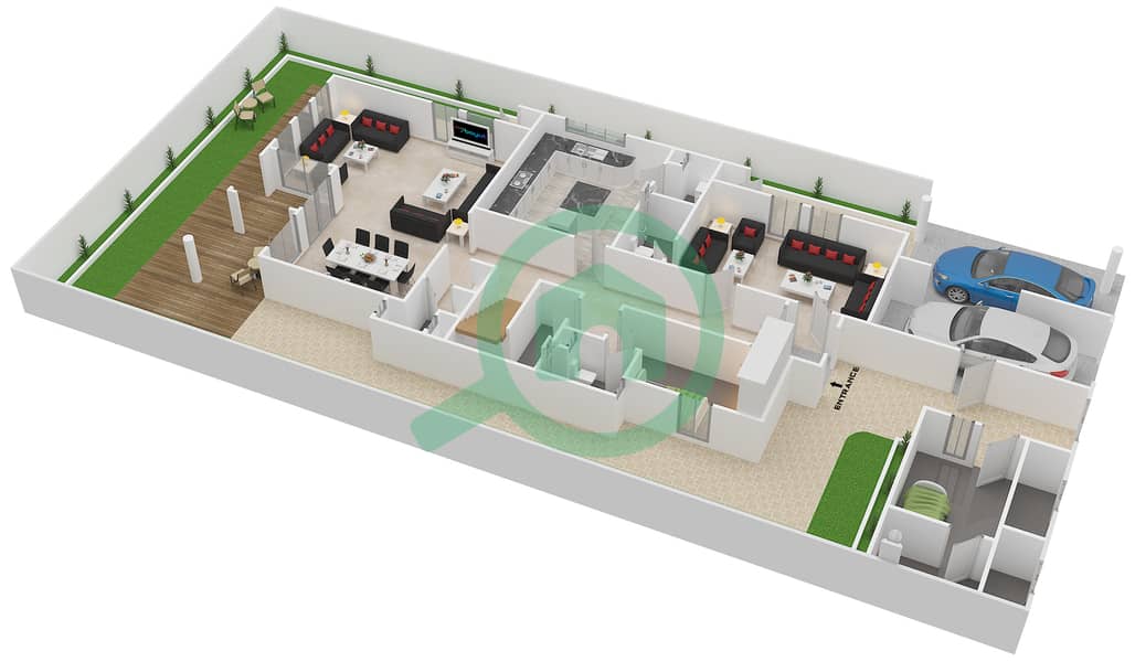 Bloom Gardens - 4 Bedroom Villa Type D Floor plan Ground Floor image3D