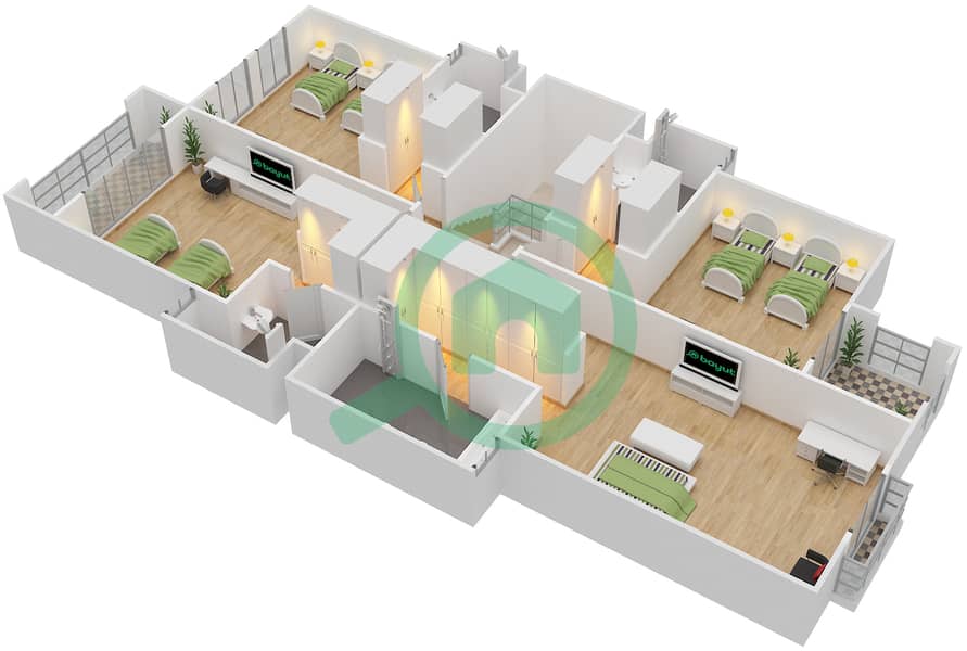 Bloom Gardens - 4 Bedroom Villa Type D Floor plan image3D