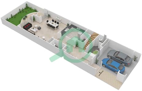 المخططات الطابقية لتصميم النموذج 1 تاون هاوس 3 غرف نوم - ريدوود بارك