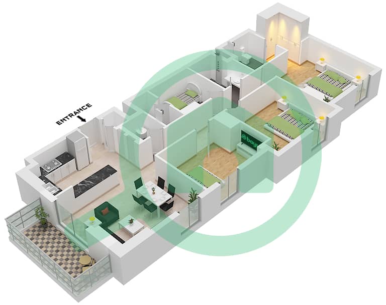 Water's Edge - 3 Bedroom Apartment Unit 024 Floor plan Unit 024 interactive3D
