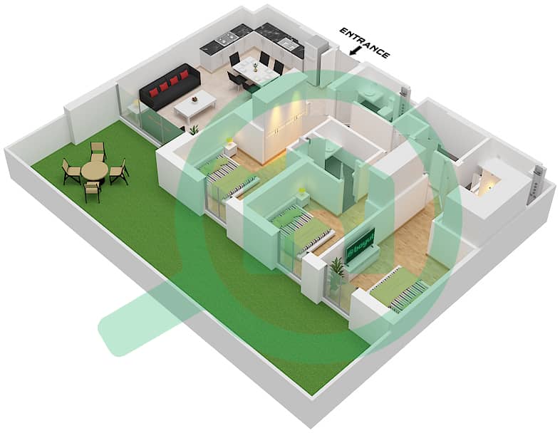 Tower A - 3 Bedroom Apartment Type/unit 5 / UNIT 13 Floor plan Type 5 Unit 13 Floor 2 interactive3D
