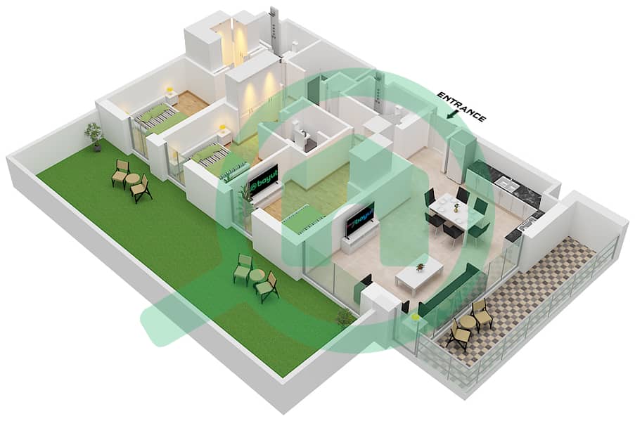 Tower A - 3 Bedroom Apartment Type/unit 7 / UNIT 24 Floor plan Type 7 Unit 24 Floor 2 interactive3D