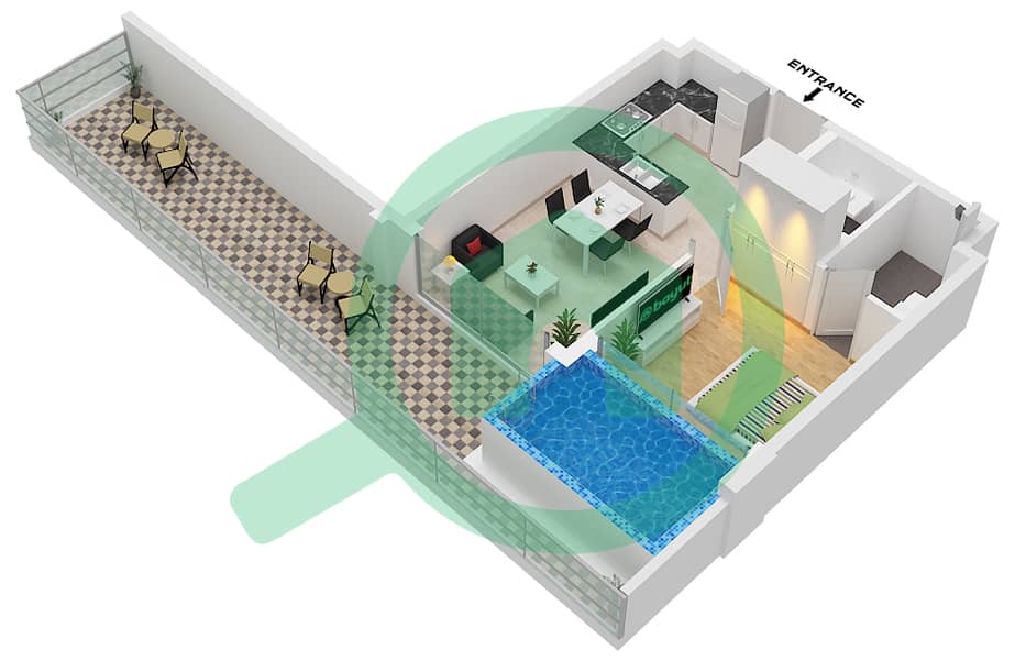 Miami by Samana - 1 Bedroom Apartment Type S Floor plan S Floor 6 interactive3D