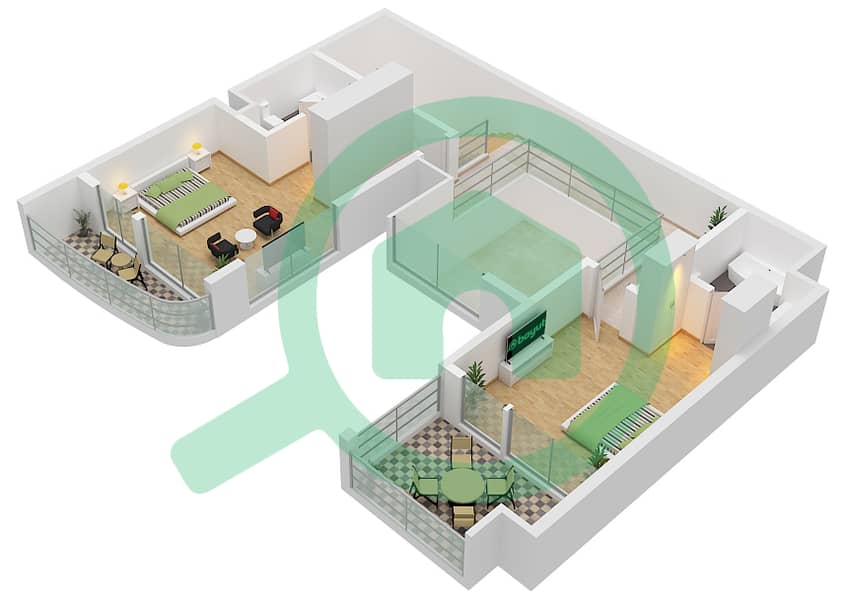 Мурджан Аль Саадият - Таунхаус 3 Cпальни планировка Тип TC First Floor interactive3D