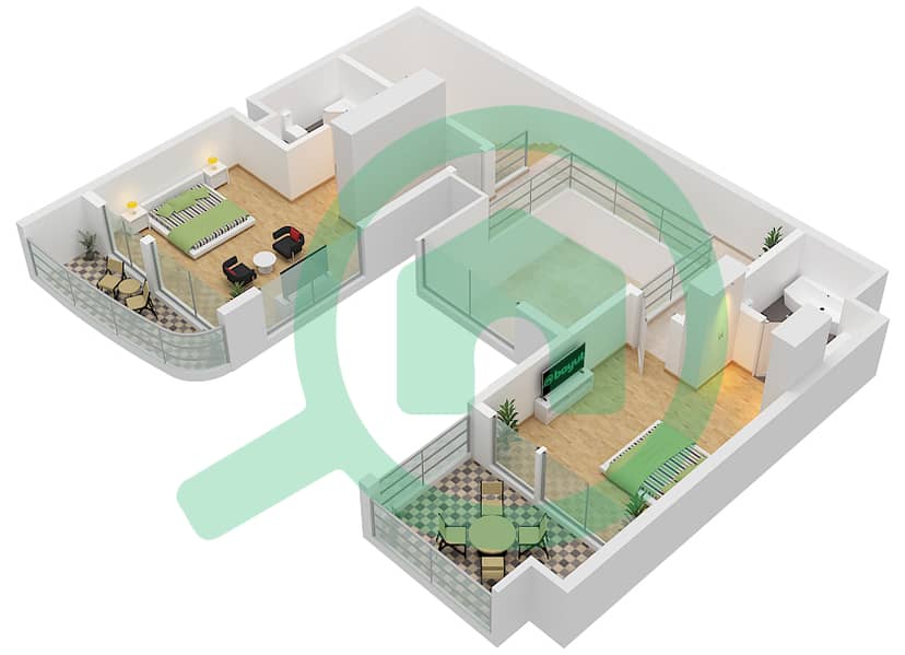Мурджан Аль Саадият - Таунхаус 3 Cпальни планировка Тип TC4 First Floor interactive3D