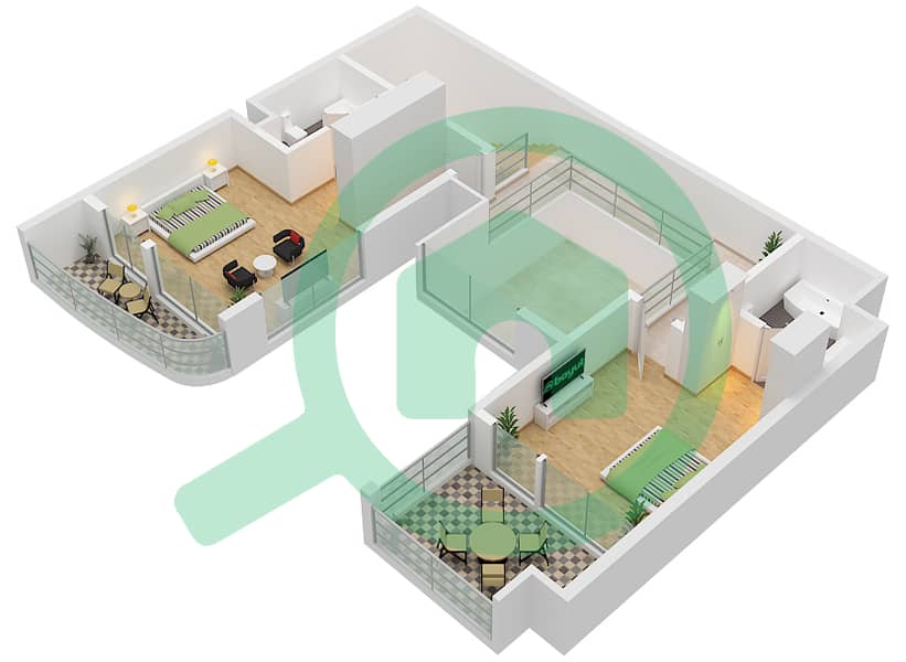 Мурджан Аль Саадият - Таунхаус 3 Cпальни планировка Тип TC4-M First Floor interactive3D