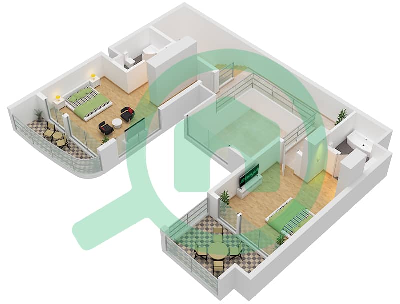 Murjan Al Saadiyat - 3 卧室联排别墅类型TC5戶型图 First Floor interactive3D