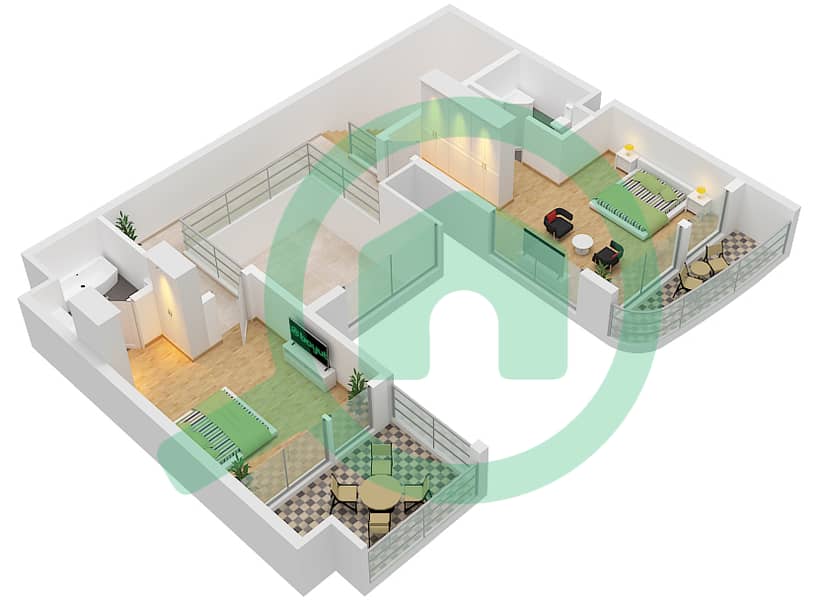 Murjan Al Saadiyat - 3 卧室联排别墅类型TC5-M戶型图 First Floor interactive3D