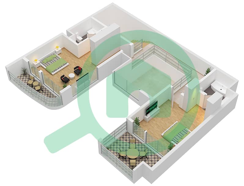 Murjan Al Saadiyat - 3 卧室联排别墅类型TC6戶型图 First Floor interactive3D
