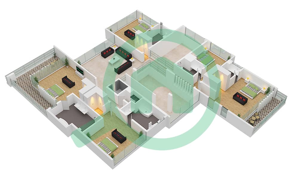 Murjan Al Saadiyat - 7 Bedroom Villa Type A Floor plan First Floor interactive3D