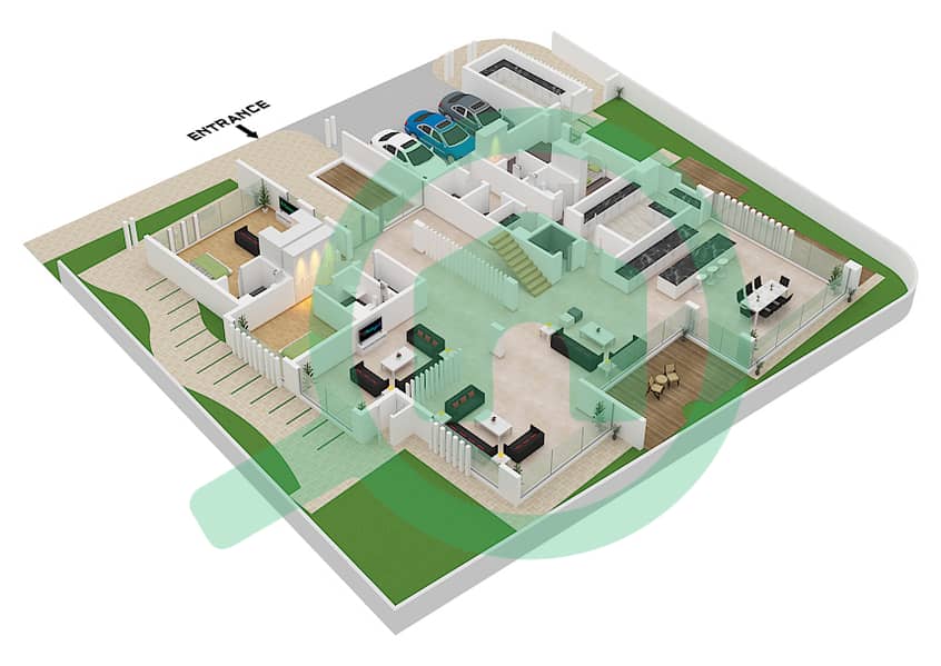 Murjan Al Saadiyat - 7 Bedroom Villa Type B Floor plan Ground Floor interactive3D