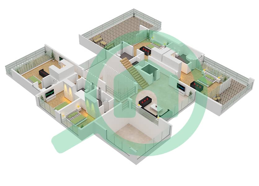 Murjan Al Saadiyat - 7 Bedroom Villa Type B Floor plan First Floor interactive3D