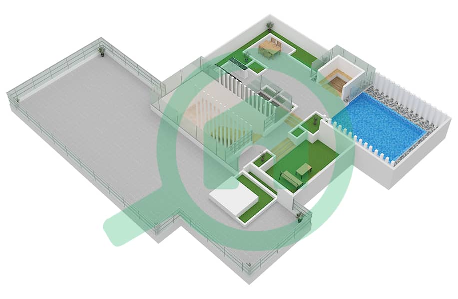 Murjan Al Saadiyat - 7 Bedroom Villa Type B Floor plan Roof interactive3D
