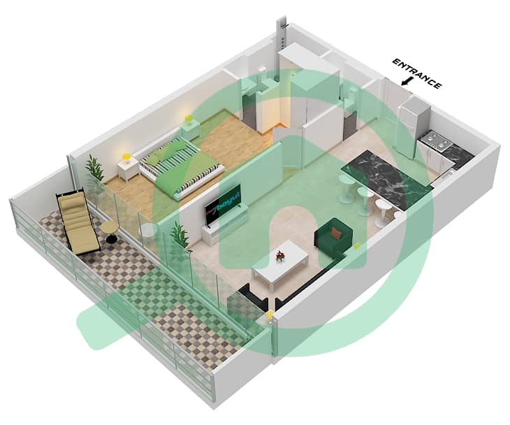 特鲁萨迪公寓 - 1 卧室公寓单位2,4-8,10,12 FLOOR 1-11戶型图 "Unit 2,6,7,8,10,12 Floor 1-8,10,11
Unit 4,5,6,8,10 Floor 9" interactive3D