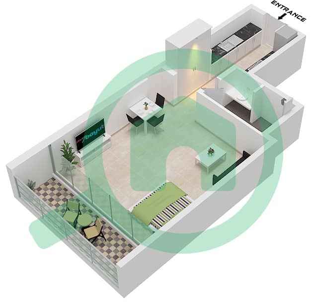 المخططات الطابقية لتصميم النموذج / الوحدة T2 / UNIT 7,12 FLOOR 2,3 شقة استوديو - رويال ريجنسي Type T2 Unit 7,12 Floor 2,3 interactive3D